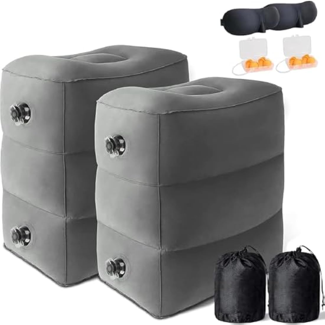 DAWNTREES Inflatable Travel Footrest 2 Pack | Adjustable Height PVC Pillow