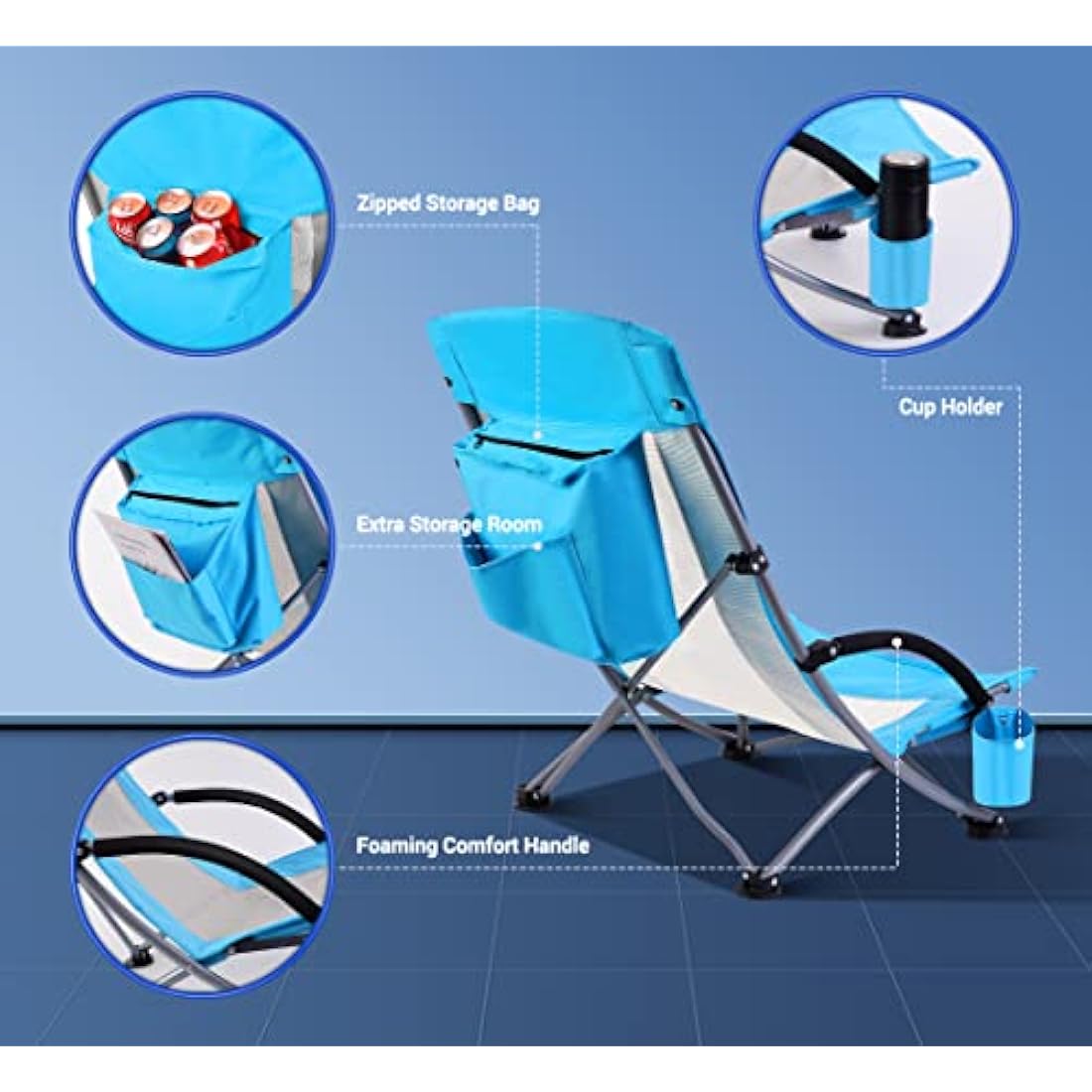 Nice C High Back Beach Camping Chair with Cooler Bag & Cup Holder – Orange