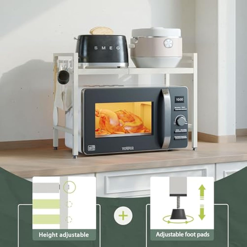 NETEL Expandable Microwave Shelf | 2-Tier Carbon Steel Kitchen Rack