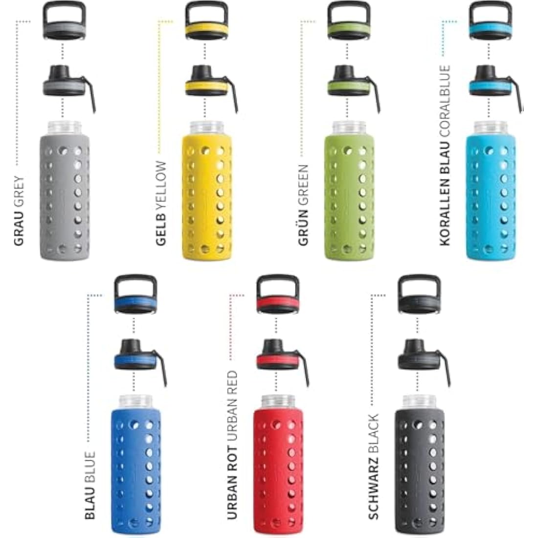 hydro2go Borosilicate Glass Water Bottle | 950ml Urban Red 2.0