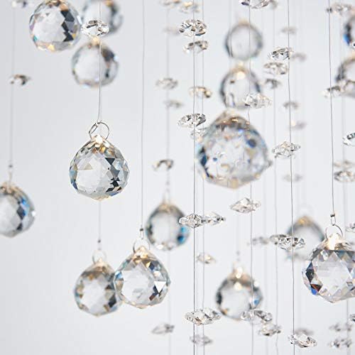 Bestier Modern Crystal Raindrop Chandelier – 8-Light Flush Mount Pendant