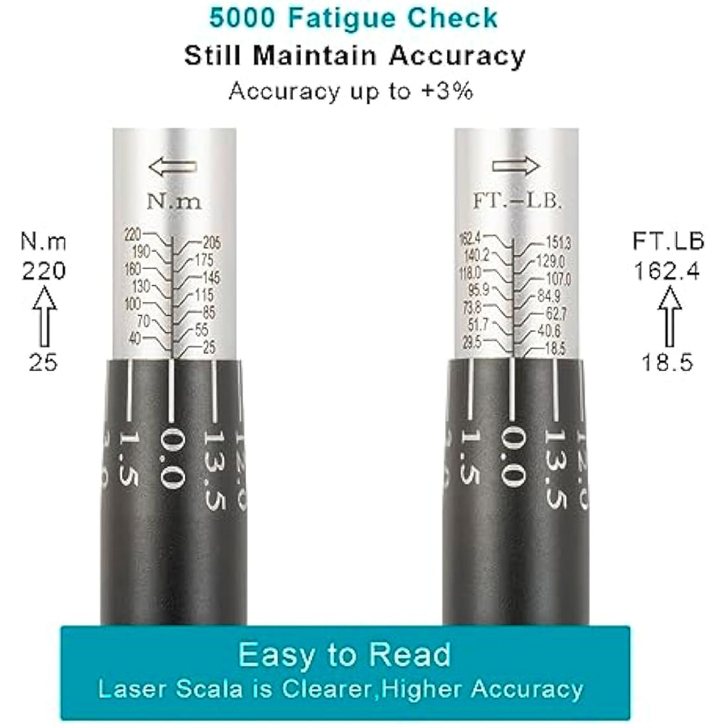 Awang 1/2-Inch Drive Click Torque Wrench Set | 25-220Nm Cr-V Steel