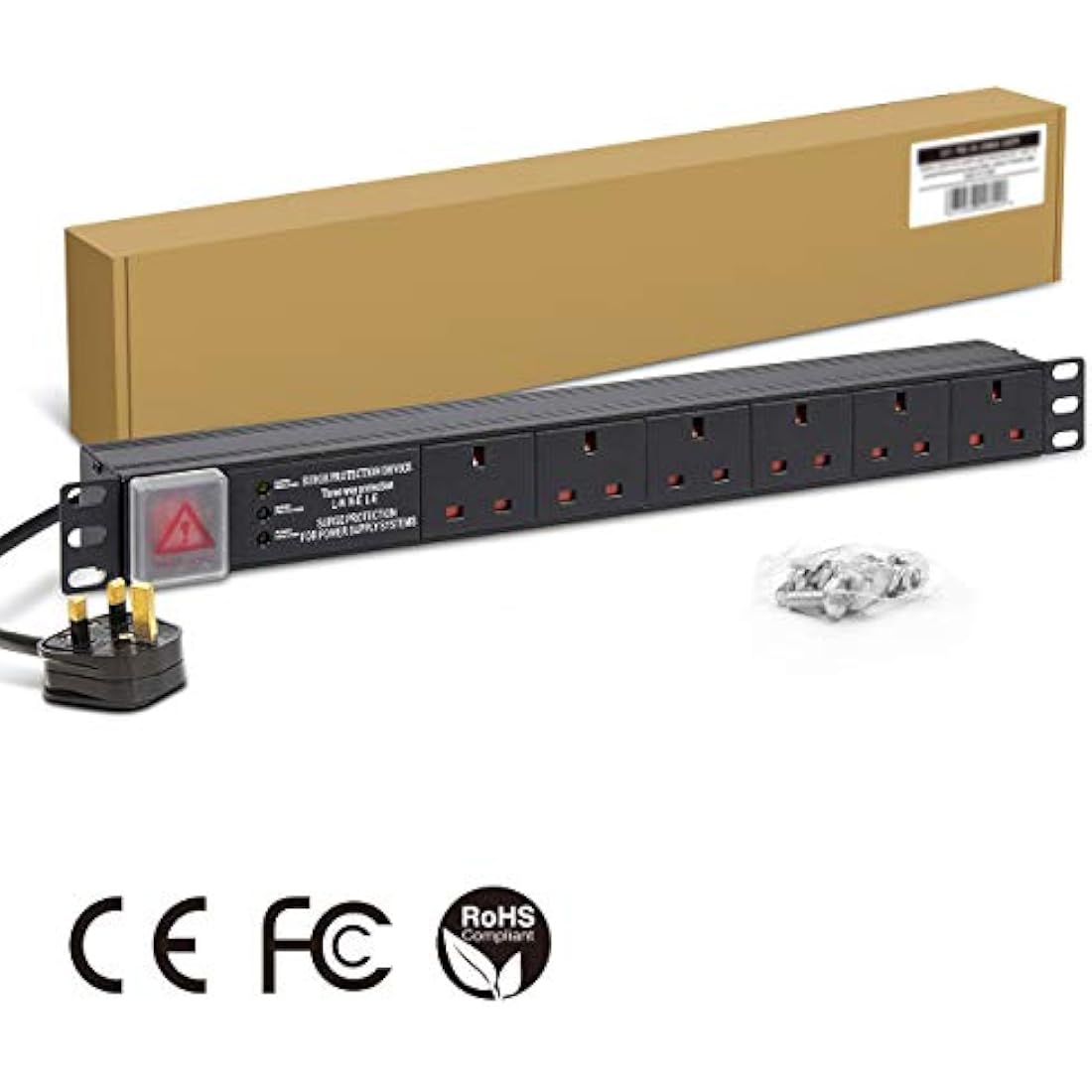 Dynamode 6-Way Rack Mount PDU – 13A Surge Protected Power Strip