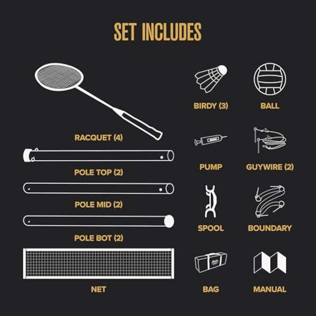 Baden Champions Volleyball & Badminton Set | Portable Outdoor Game Kit