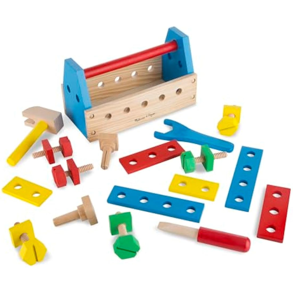 Melissa & Doug Wooden Take-Along Tool Kit – 24pc Construction Set