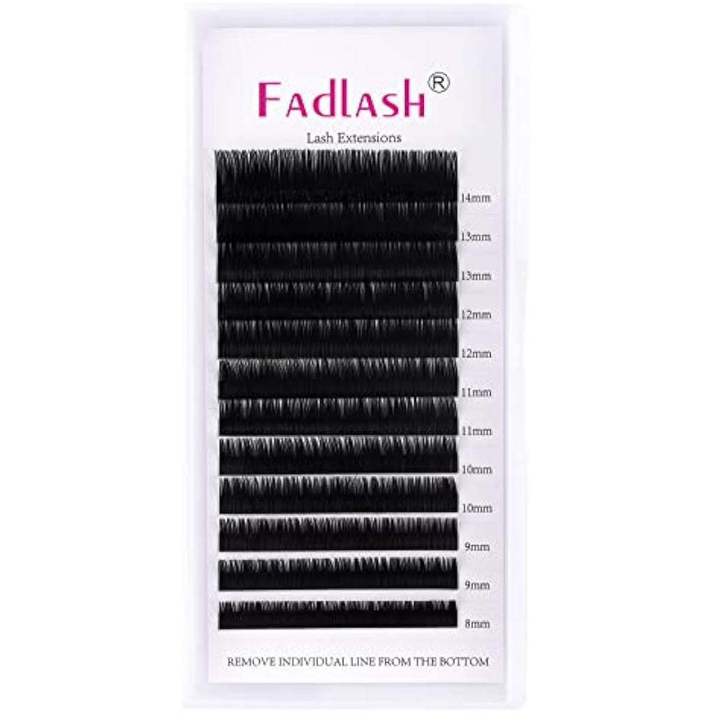Fadlash Classic Eyelash Extensions | 0.15mm D Curl Matte Black Mixed Tray