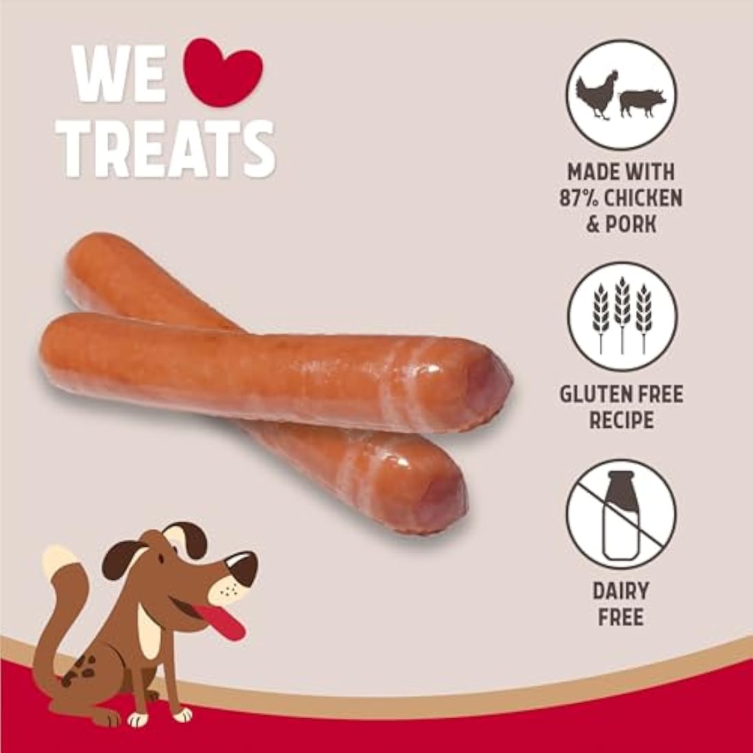 Rosewood Gluten-Free Hot Dog Sausages for Dogs | 12 x 220g Case