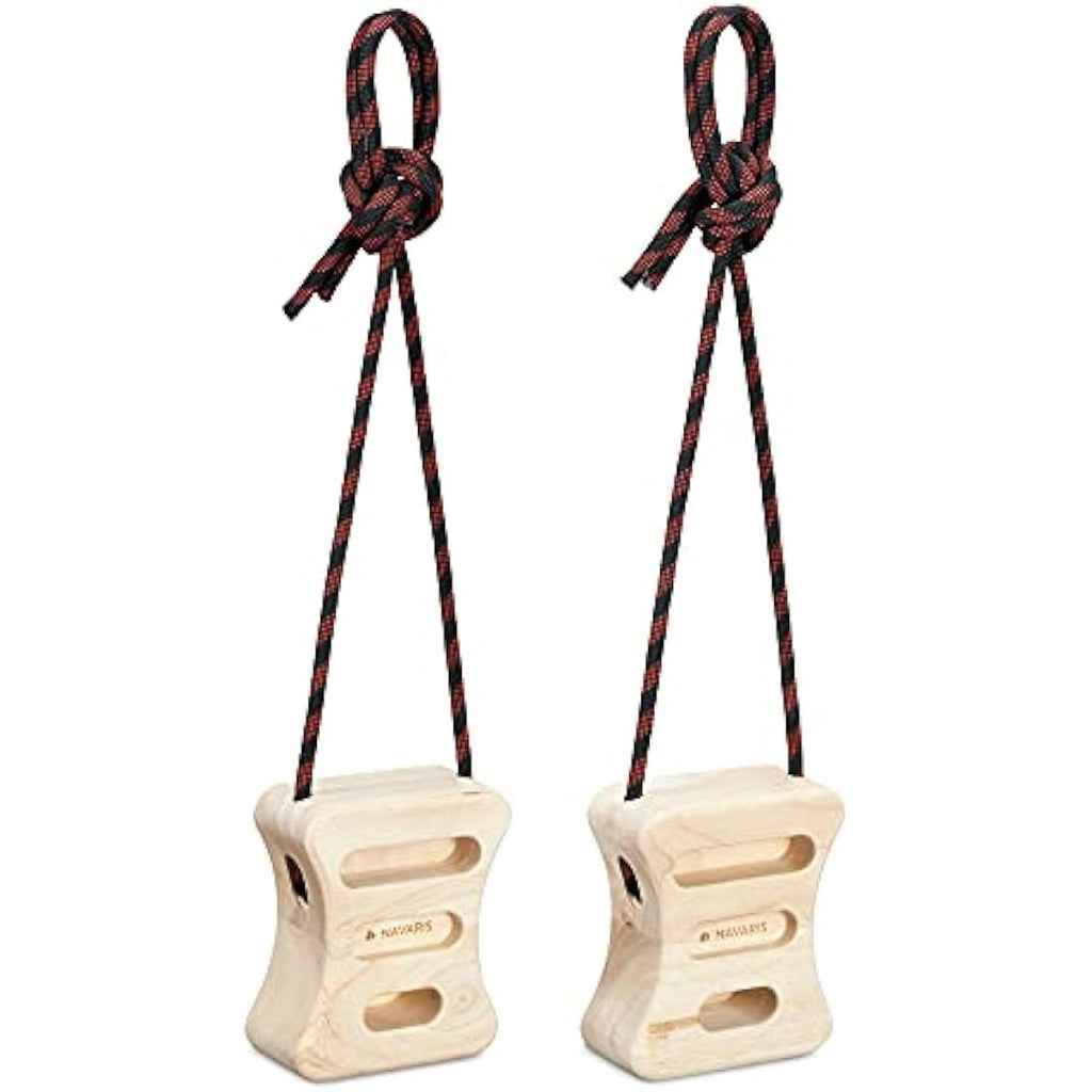 Navaris Wooden Rock Climbing Hangboard Blocks – Portable Fingerboard Set