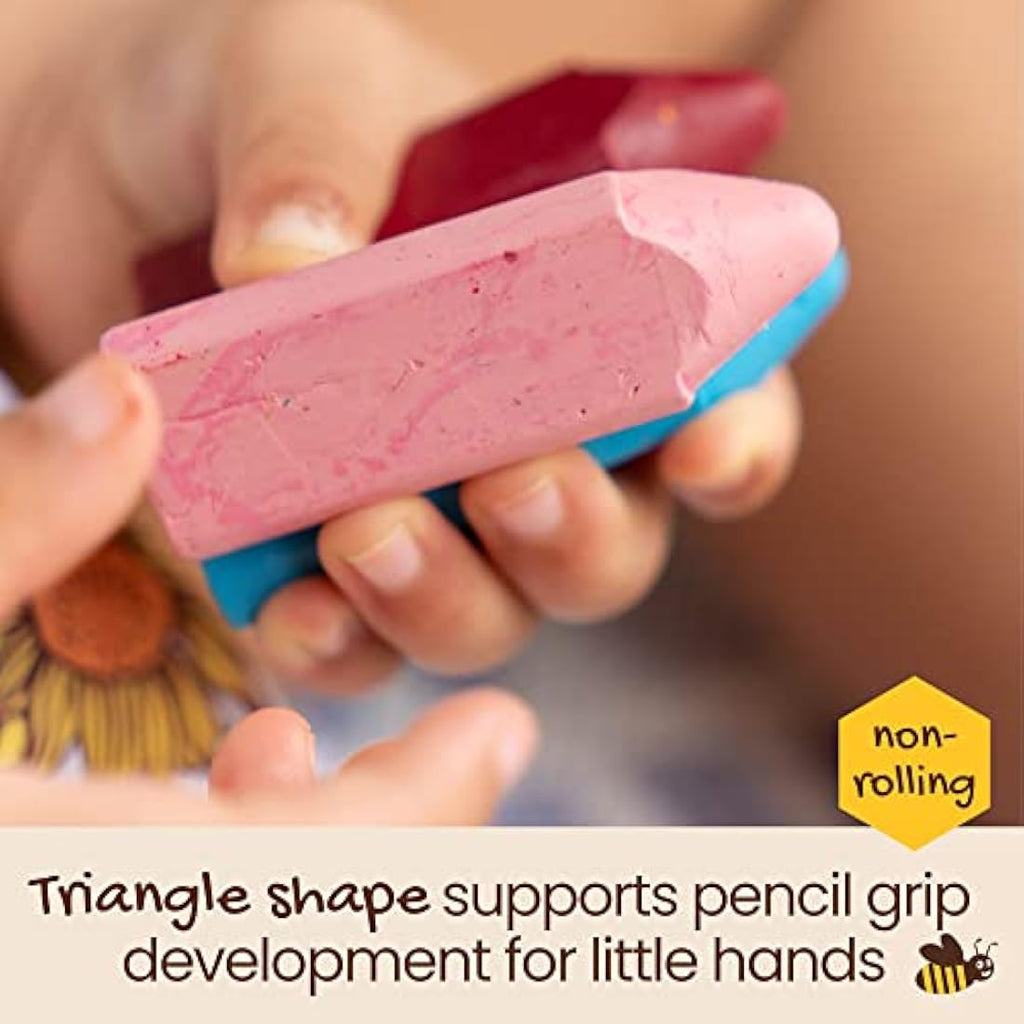 Honeysticks Triangular Beeswax Crayons – Non-Toxic Toddler Art (10 Pack)