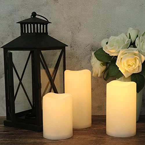 Eldnacele Weatherproof Flameless LED Candles with Remote, 3-Pack White