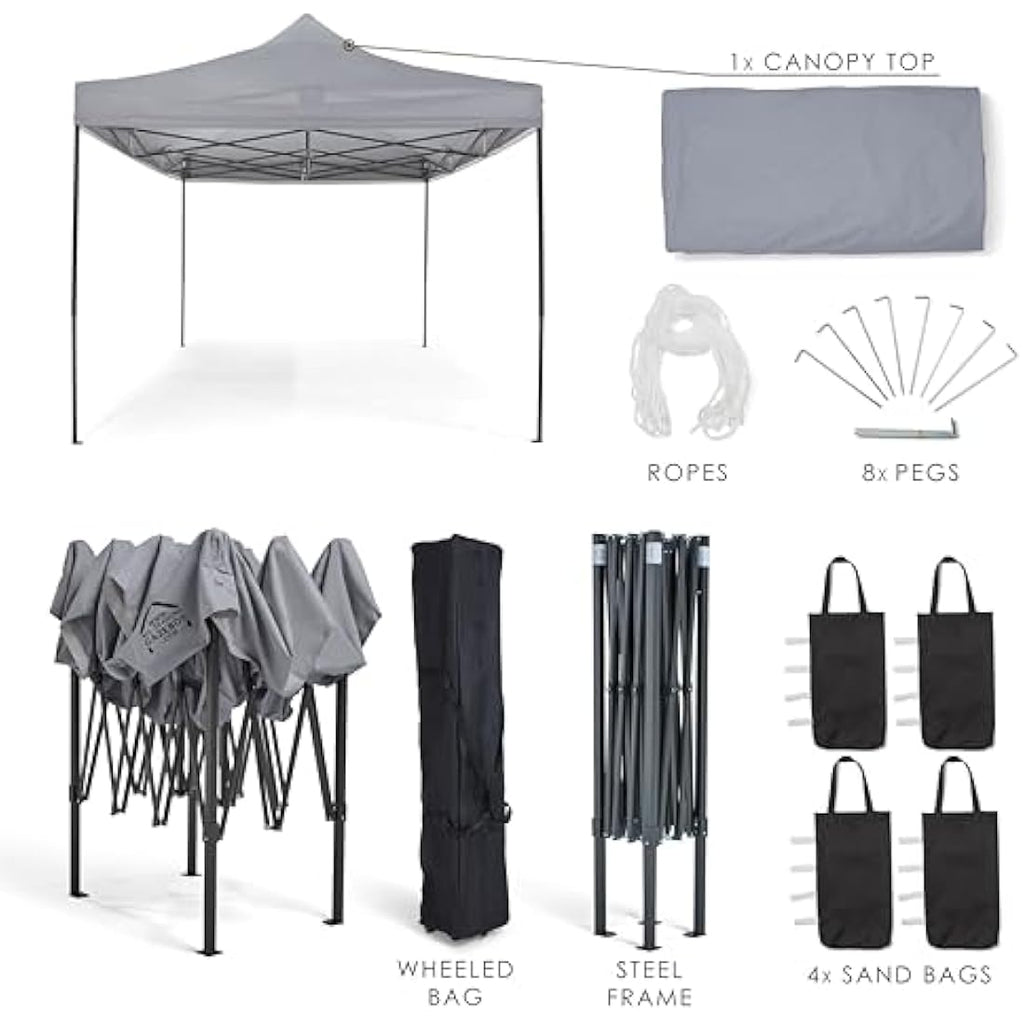 All Seasons Gazebos 3x4.5m Waterproof Pop Up Gazebo – Metallic Grey