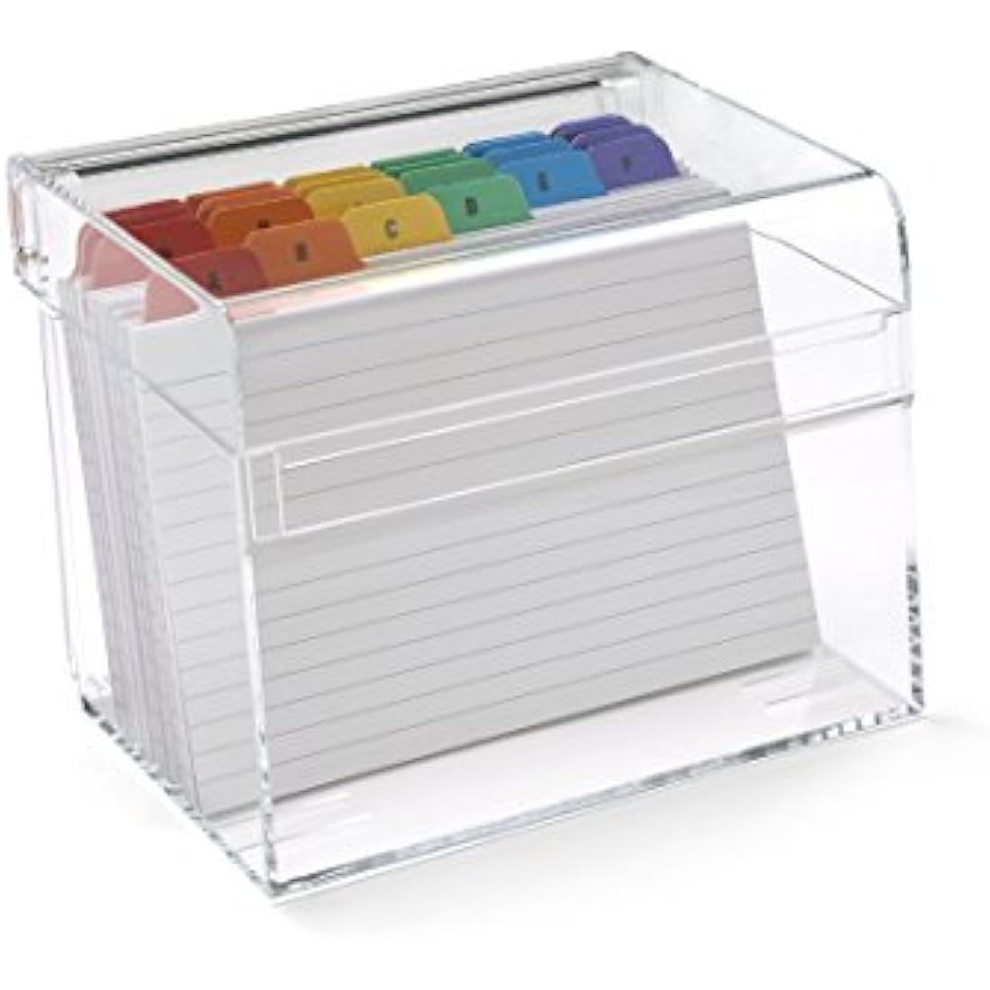 OSCO Clear Acrylic Index Box – 7x5 Inch Desktop Organizer with A-Z Tabs