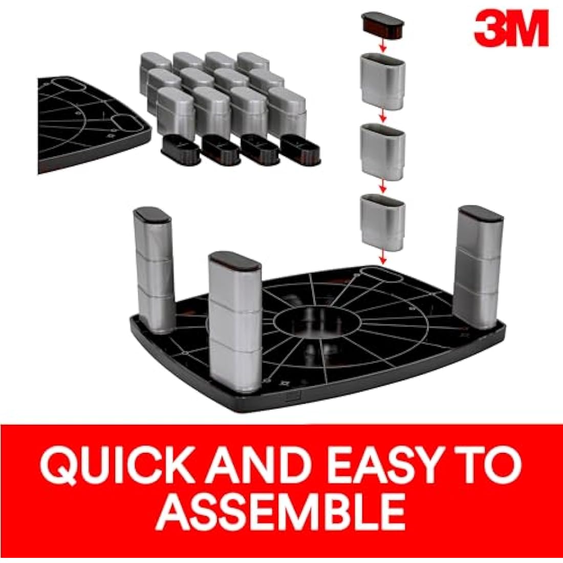 3M Adjustable Monitor Stand – Ergonomic Riser with 3 Height Levels