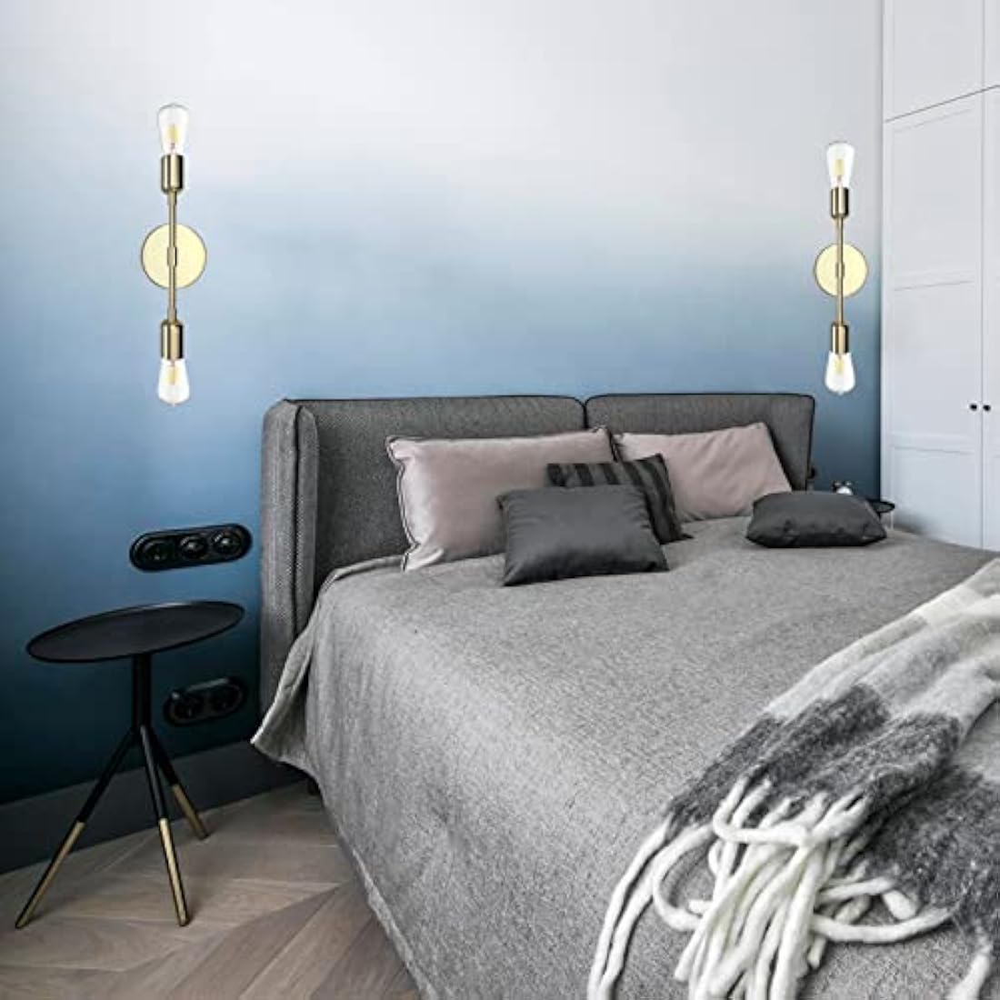 Jolof Store Brushed Gold Wall Sconces | Modern 2-Light Vanity Fixtures