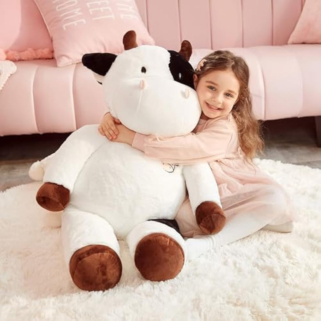 IKASA Giant Cow Stuffed Animal | Jumbo Soft Plush Toy, White, 78cm