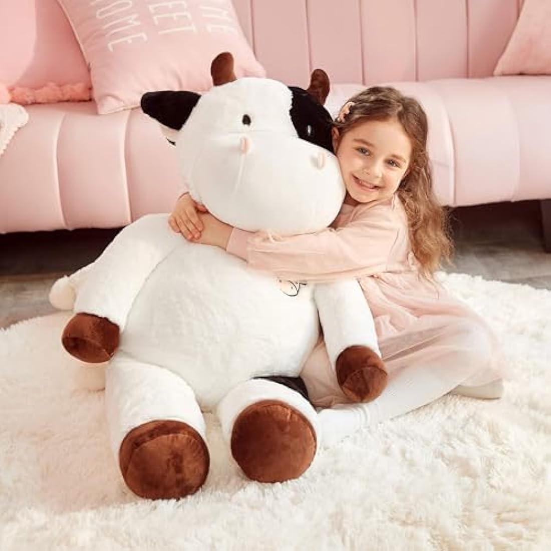 IKASA Giant Cow Stuffed Animal | Jumbo Soft Plush Toy, White, 78cm