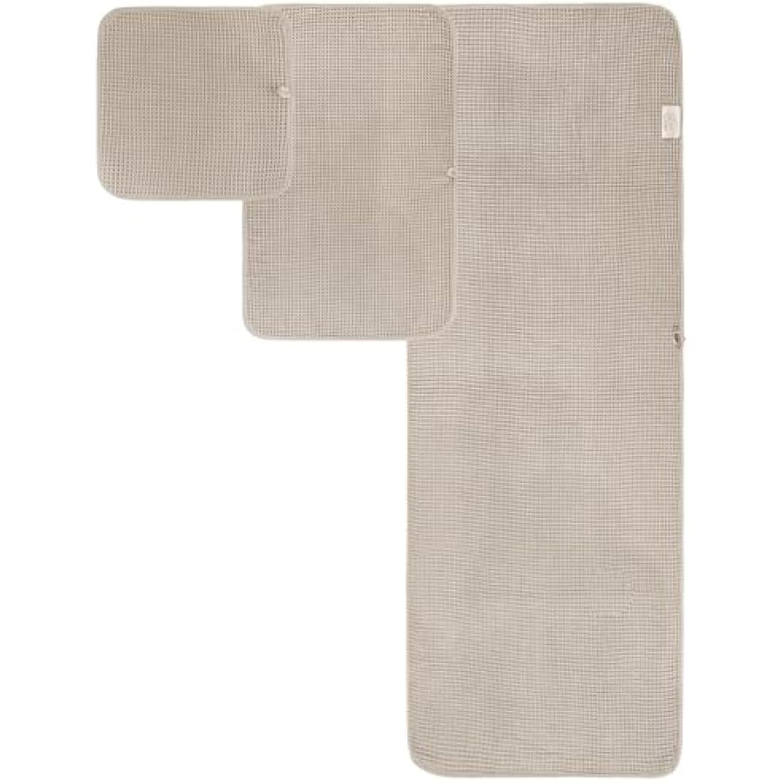 Polyte 6-Piece Microfiber Bath Towel Set – Quick Dry Waffle Weave, Beige