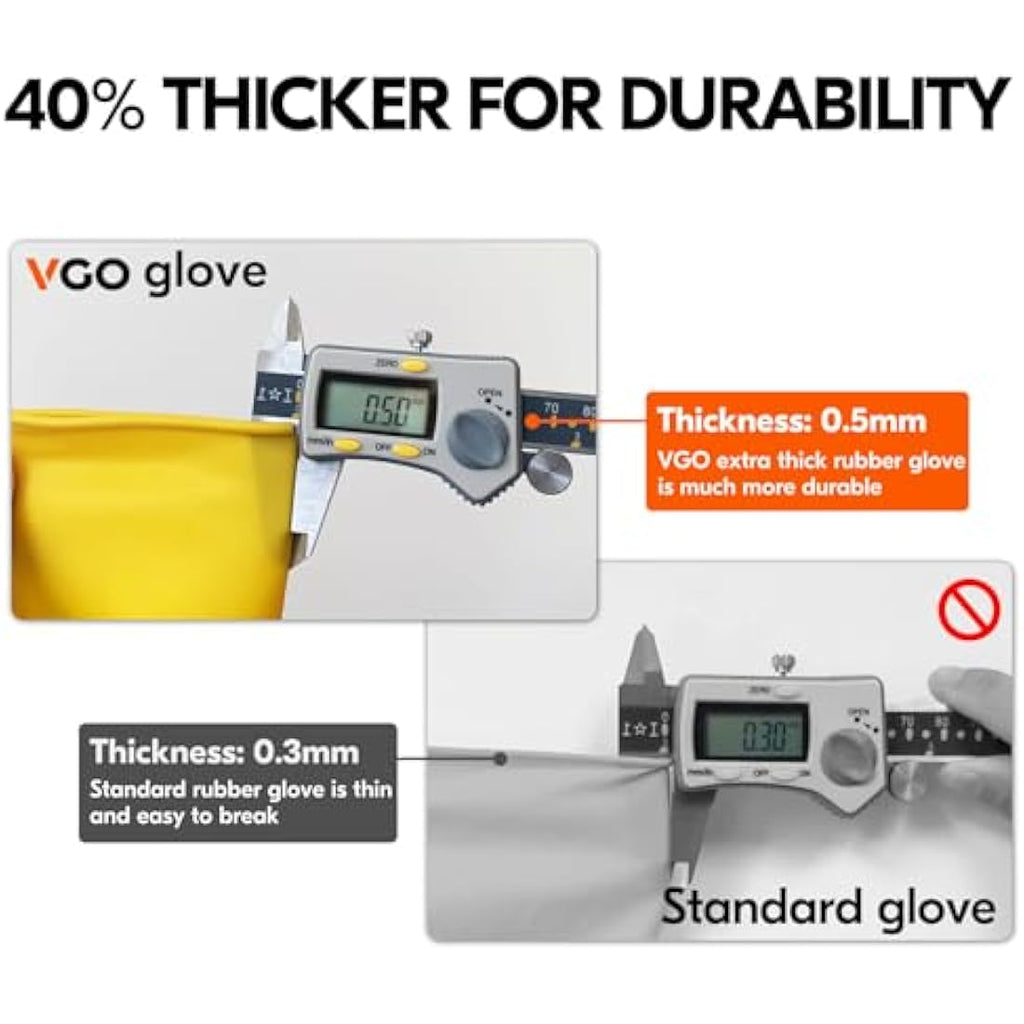 Vgo Reusable Rubber Dishwashing Gloves – Extra Thick Long Sleeve Kitchen