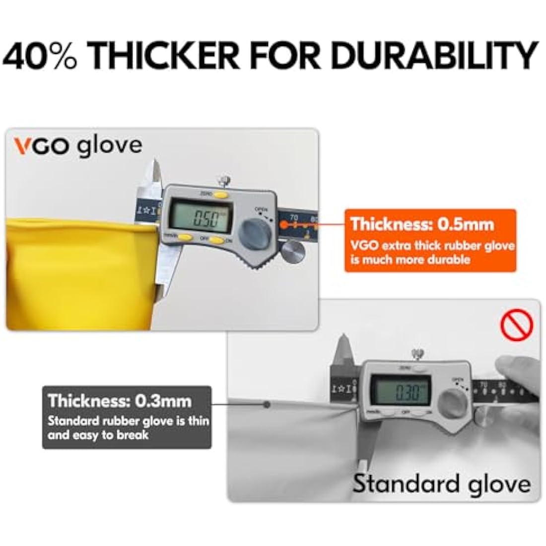 Vgo Reusable Rubber Dishwashing Gloves – Extra Thick Long Sleeve Kitchen