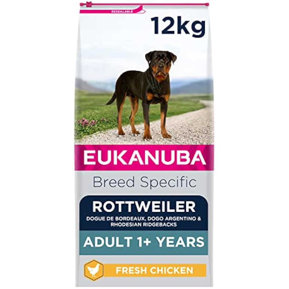 Eukanuba Adult Rottweiler Dry Dog Food - Fresh Chicken, 12kg