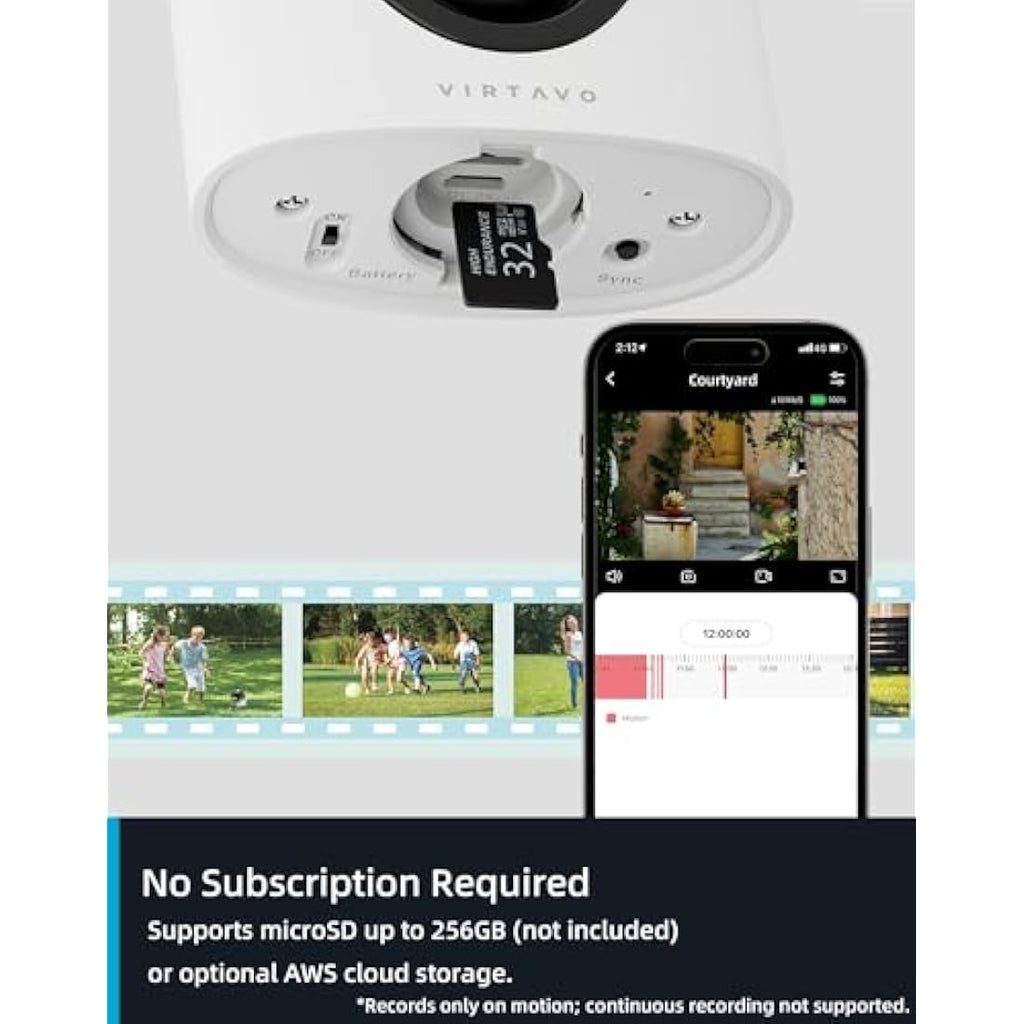 Virtavo 2K Wireless Security Camera – Battery Powered Night Vision (2 Pack)