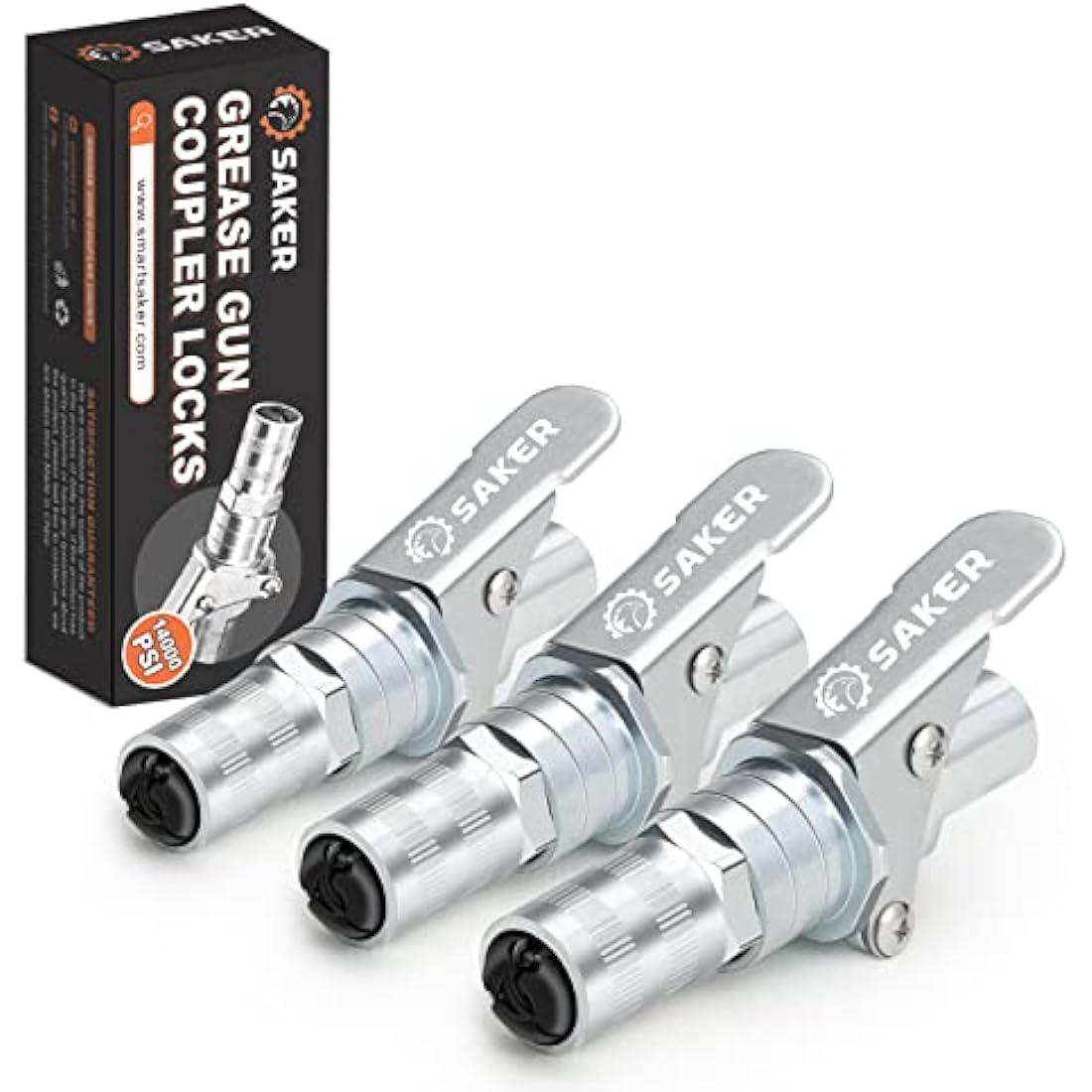 Saker Grease Gun Coupler – 14000 PSI Quick Release 1/8 NPT (3 PCS)