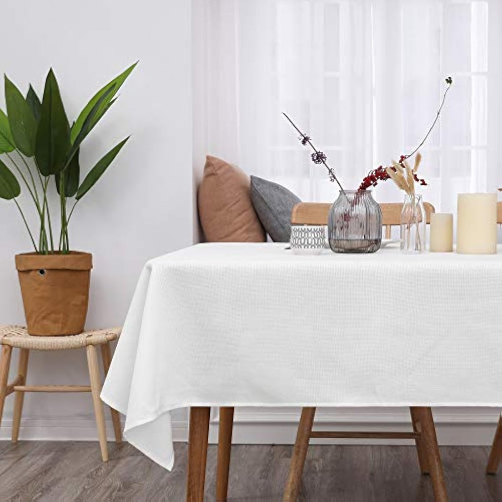 Deconovo Faux Linen Rectangle Tablecloth | Water Resistant – 52x90in