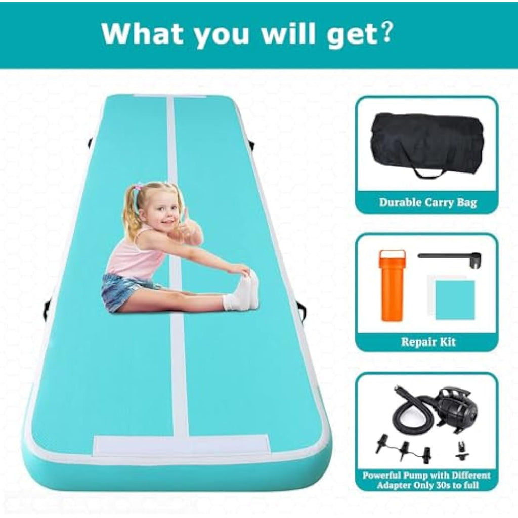 MEKETUM Inflatable Air Tumble Track Gymnastic Mat with Electric Pump