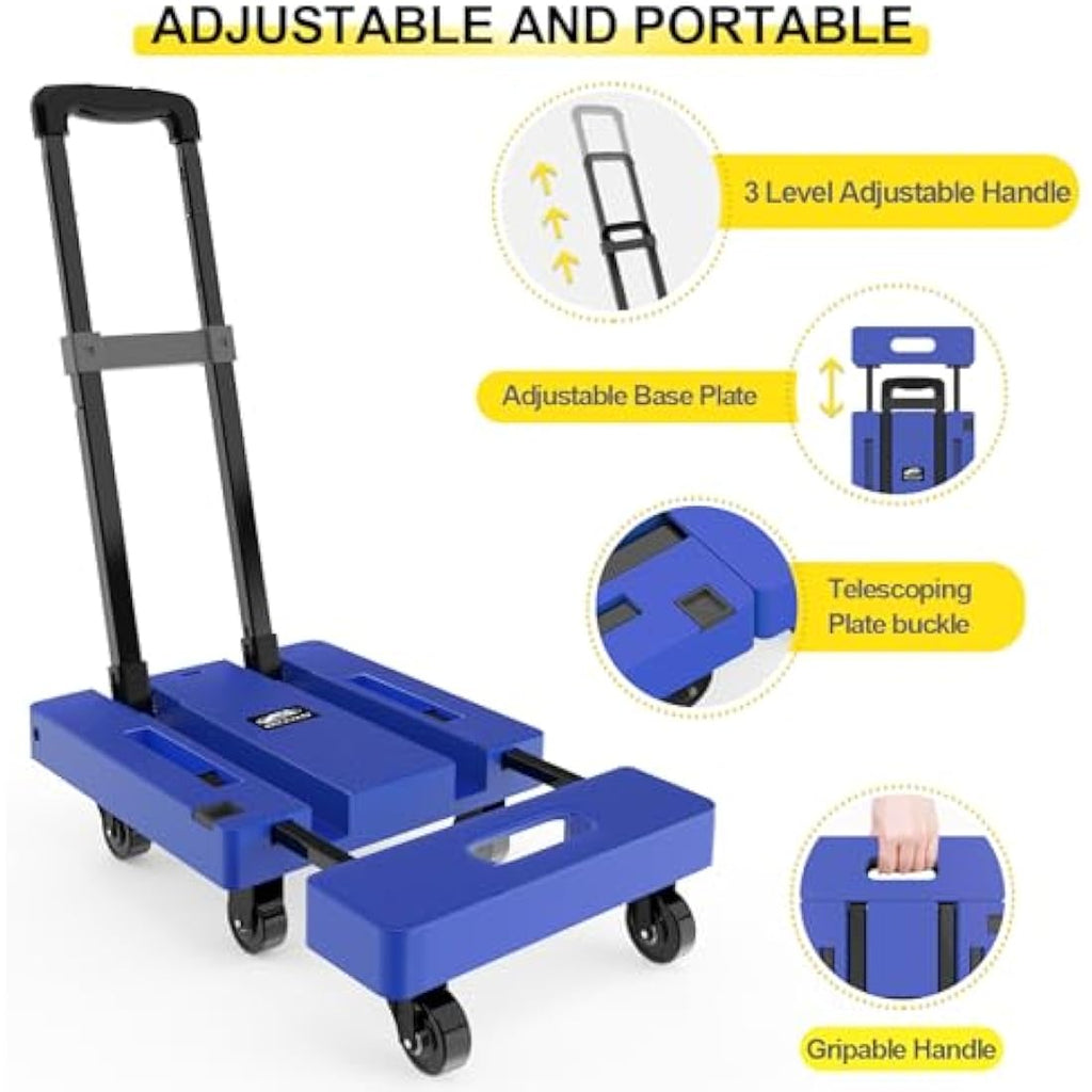SOLEJAZZ Folding Hand Truck – 500lb Heavy Duty Portable Dolly with 6 Wheels