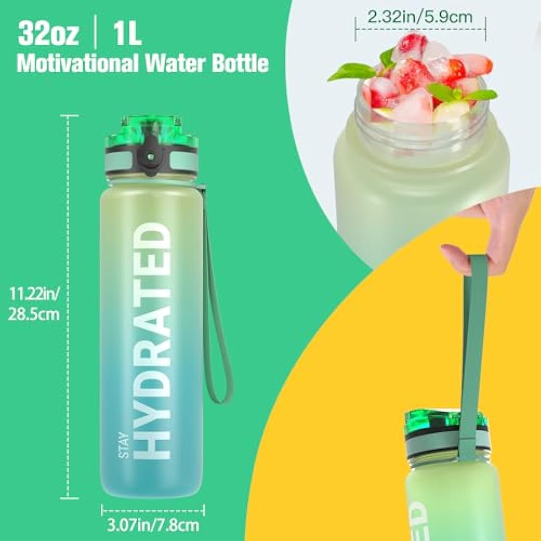 Sahara Sailor Motivational Water Bottle | 1L Tritan BPA Free Leakproof