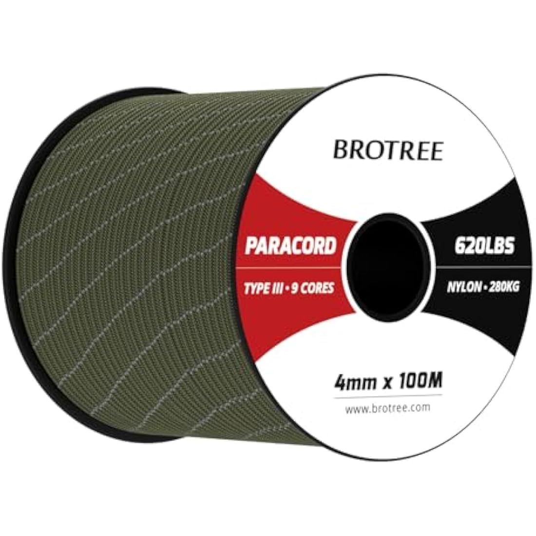 Brotree 4mm 9 Strand Nylon Paracord – 100M Reflective Utility Rope
