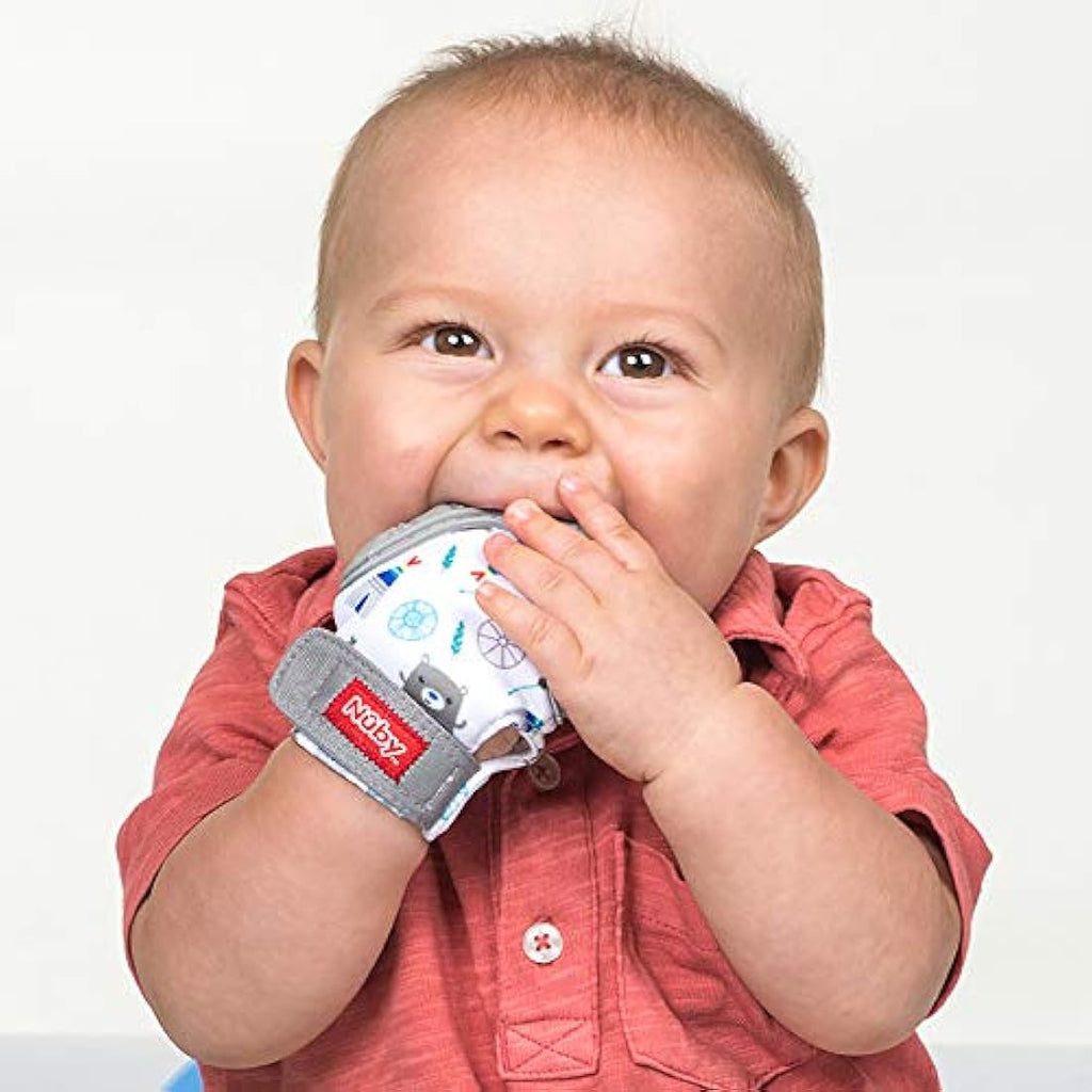 Nuby Silicone Teething Mitt – Grey Bear Sensory Toy for Sore Gums