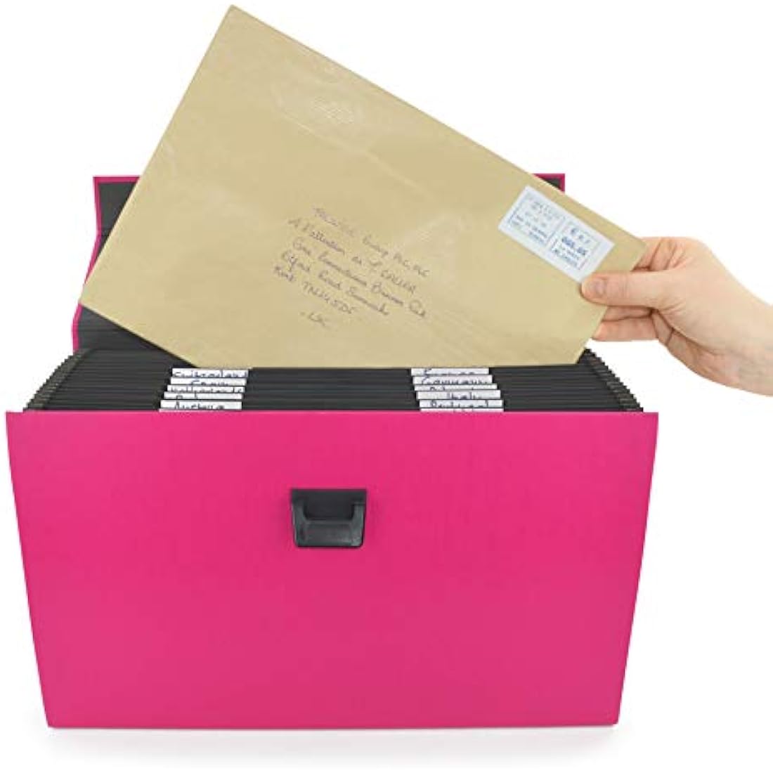 Rapesco 19-Part Expanding Box File Document Organiser, A4+, Hot Pink