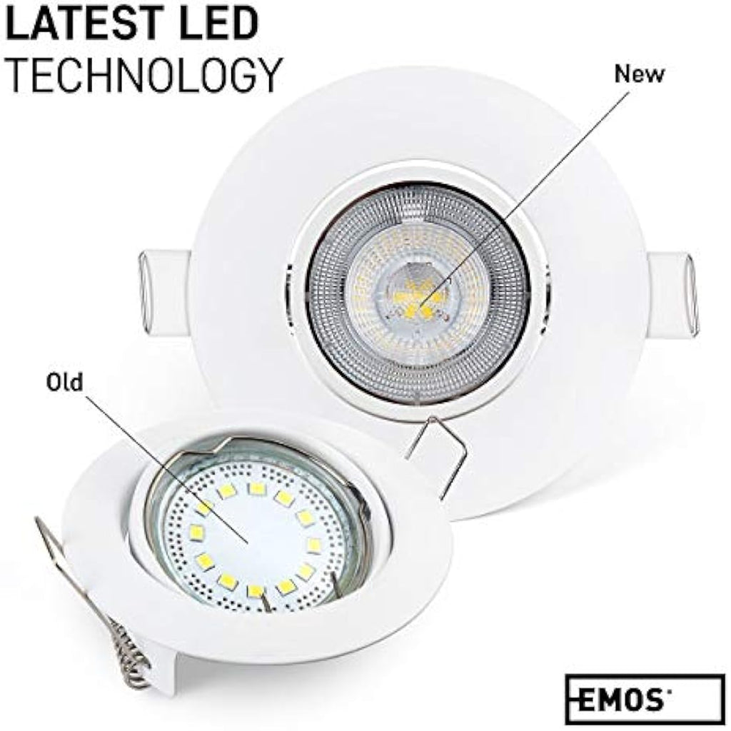 EMOS LED Recessed Ceiling Spotlights - 5W Warm White Ultra Slim, Pack of 12