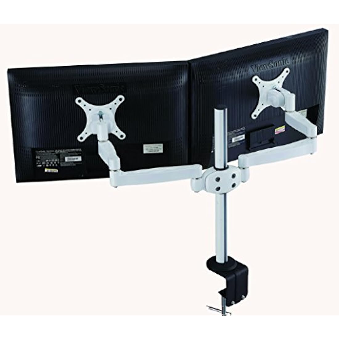 Allcam Dual Monitor Arm Stand | Desk Mount for 17-27 inch Screens - White