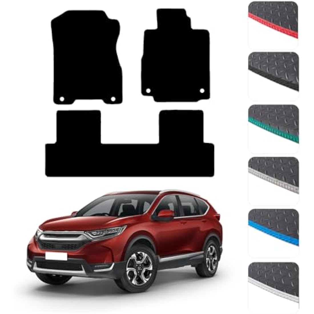 Honda CR-V 2012-2018 Rubber Floor Mats – All-Weather Red Edging
