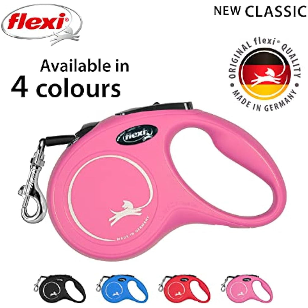 flexi New Classic Retractable Dog Lead Tape, Small, 5m - Pink
