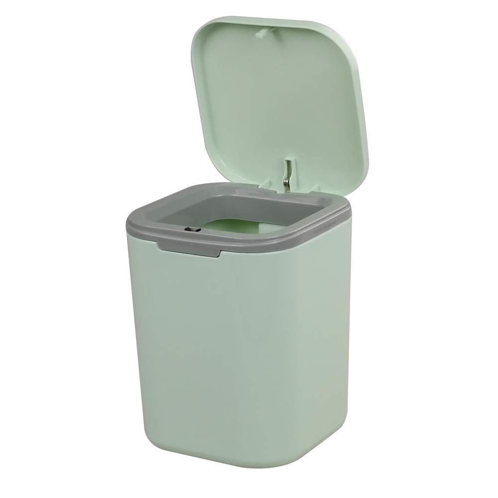 Gitany Push-button Mini Desktop Dustbin with lid, Small Trash Bin Green - image 1
