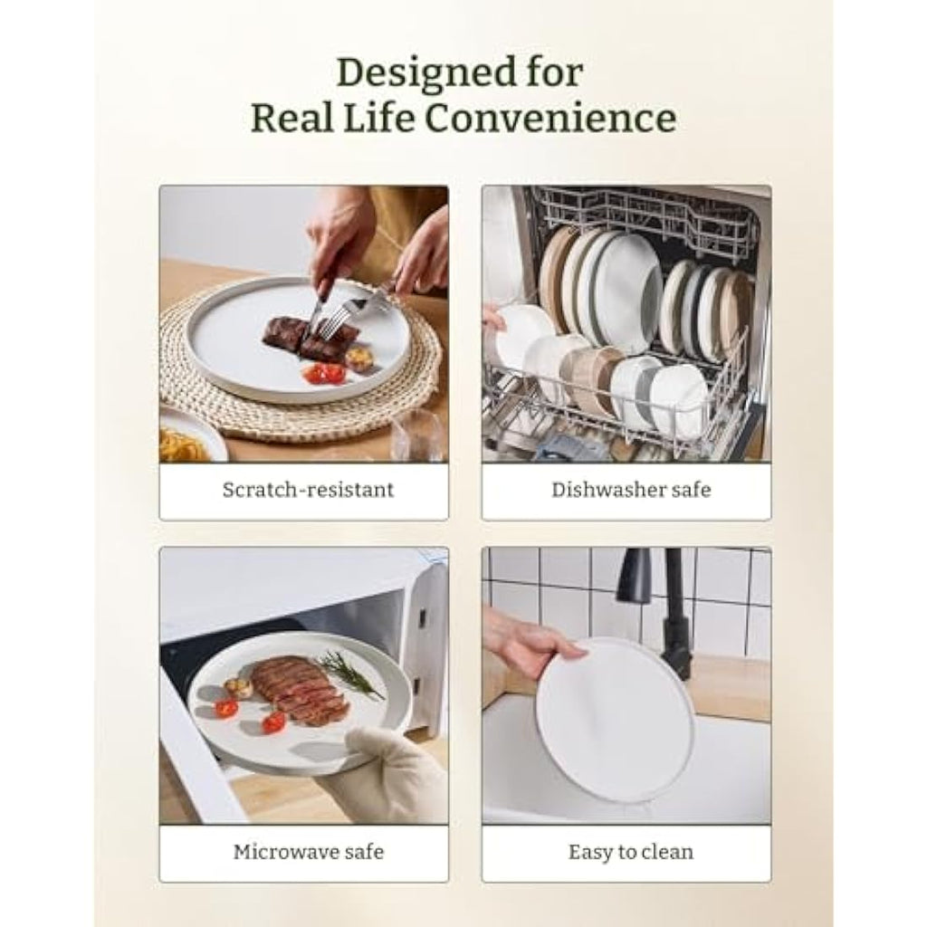 Richmount Nebula 12-Piece Speckled Stoneware Dinnerware Set - White
