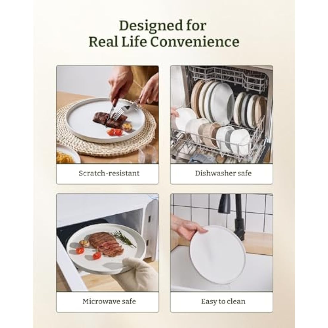 Richmount Nebula 12-Piece Speckled Stoneware Dinnerware Set - White