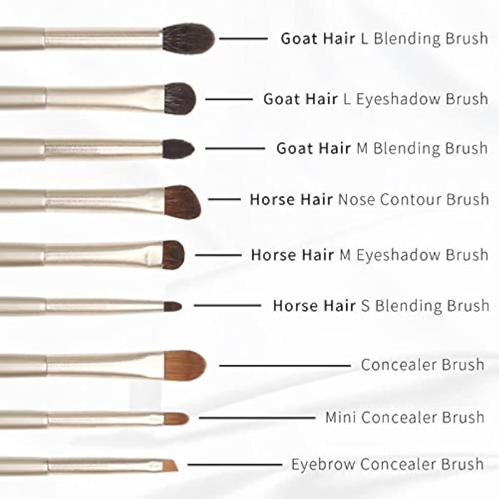 ENZO KEN Natural Goat Hair Eye Shadow Brush Set | 12pc Gold Pro Kit