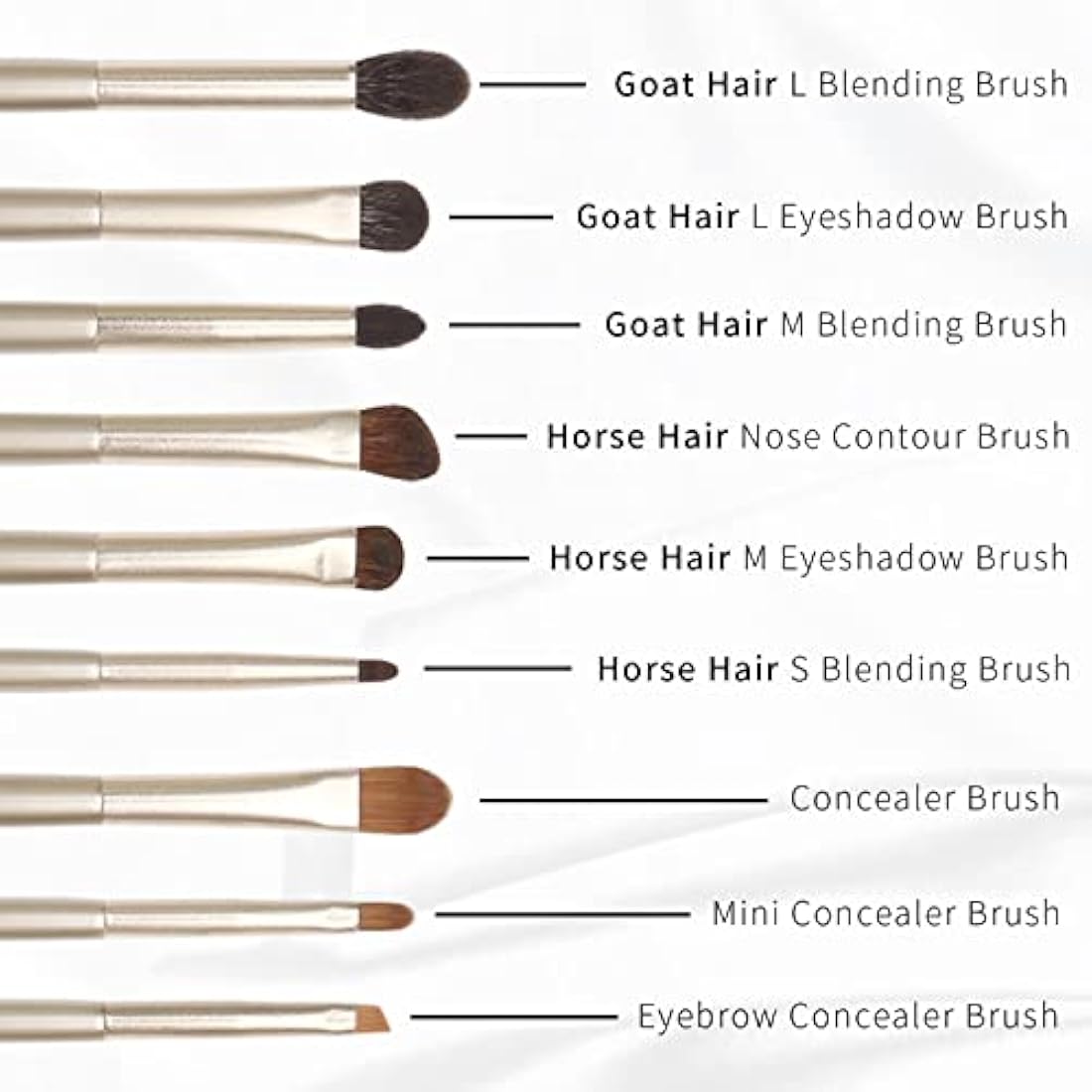ENZO KEN Natural Goat Hair Eye Shadow Brush Set | 12pc Gold Pro Kit