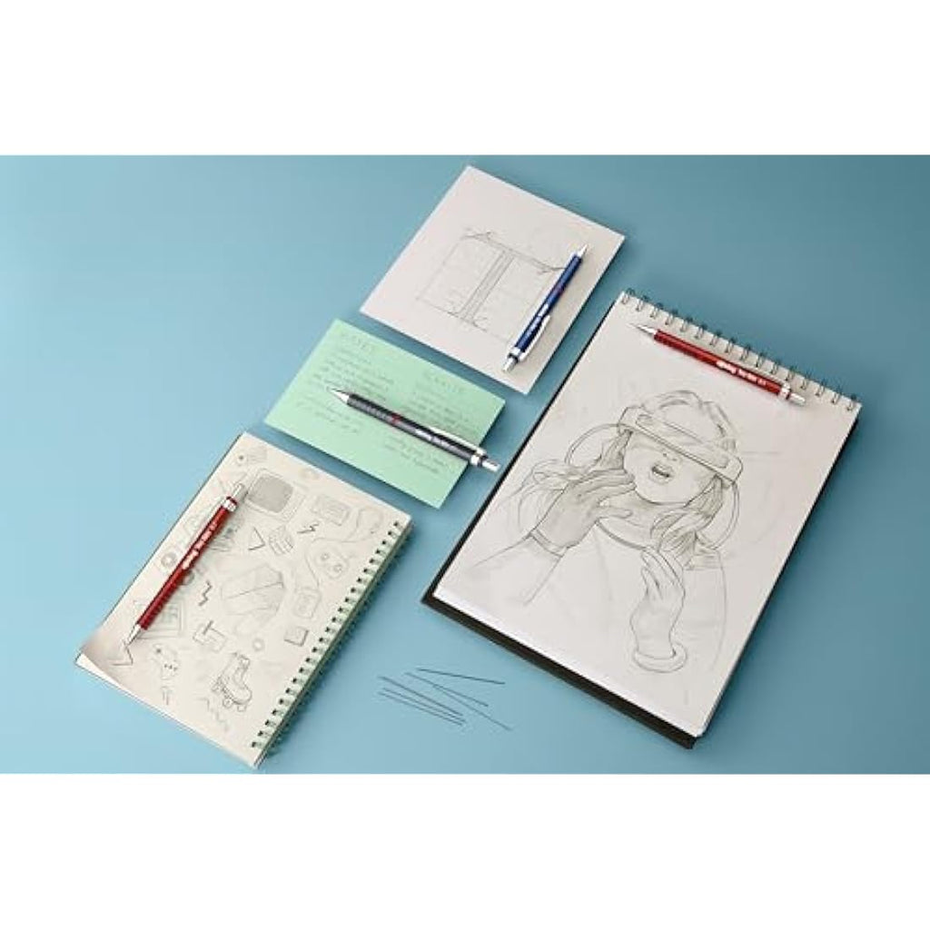 rOtring Tikky Retro Mechanical Pencils | 0.7mm 2B Red Barrel | 12 Count