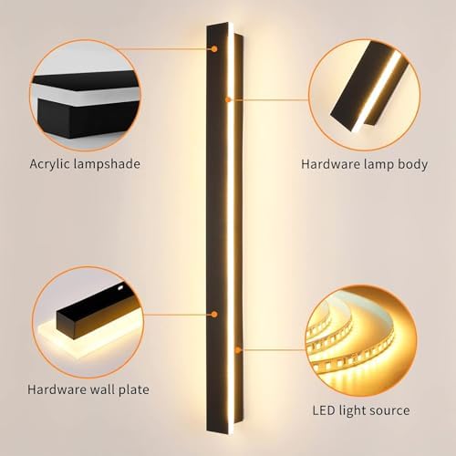 ZTWLEED 120cm LED Wall Light | 44W Tricolor Dimmable Modern Indoor Sconce