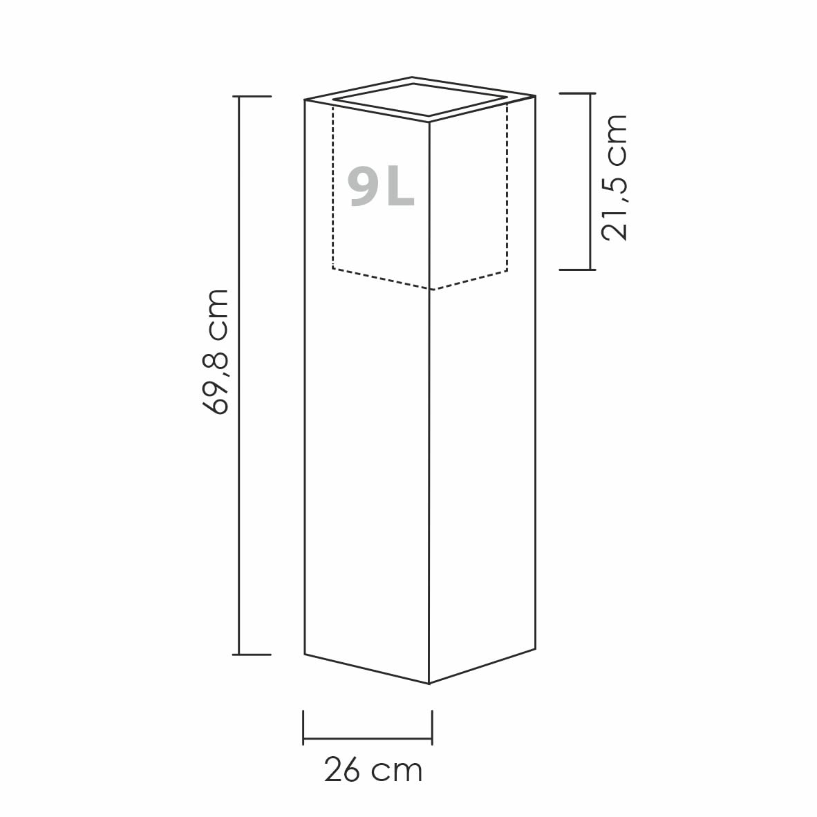 Scheurich Stony Black Tall Square Planter – Concrete Look Outdoor Pot