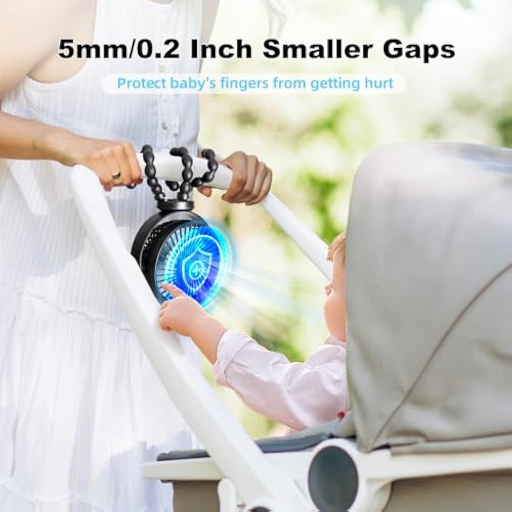 Stroller Fan – Portable 5200mAh Rechargeable Flexible Tripod Fan