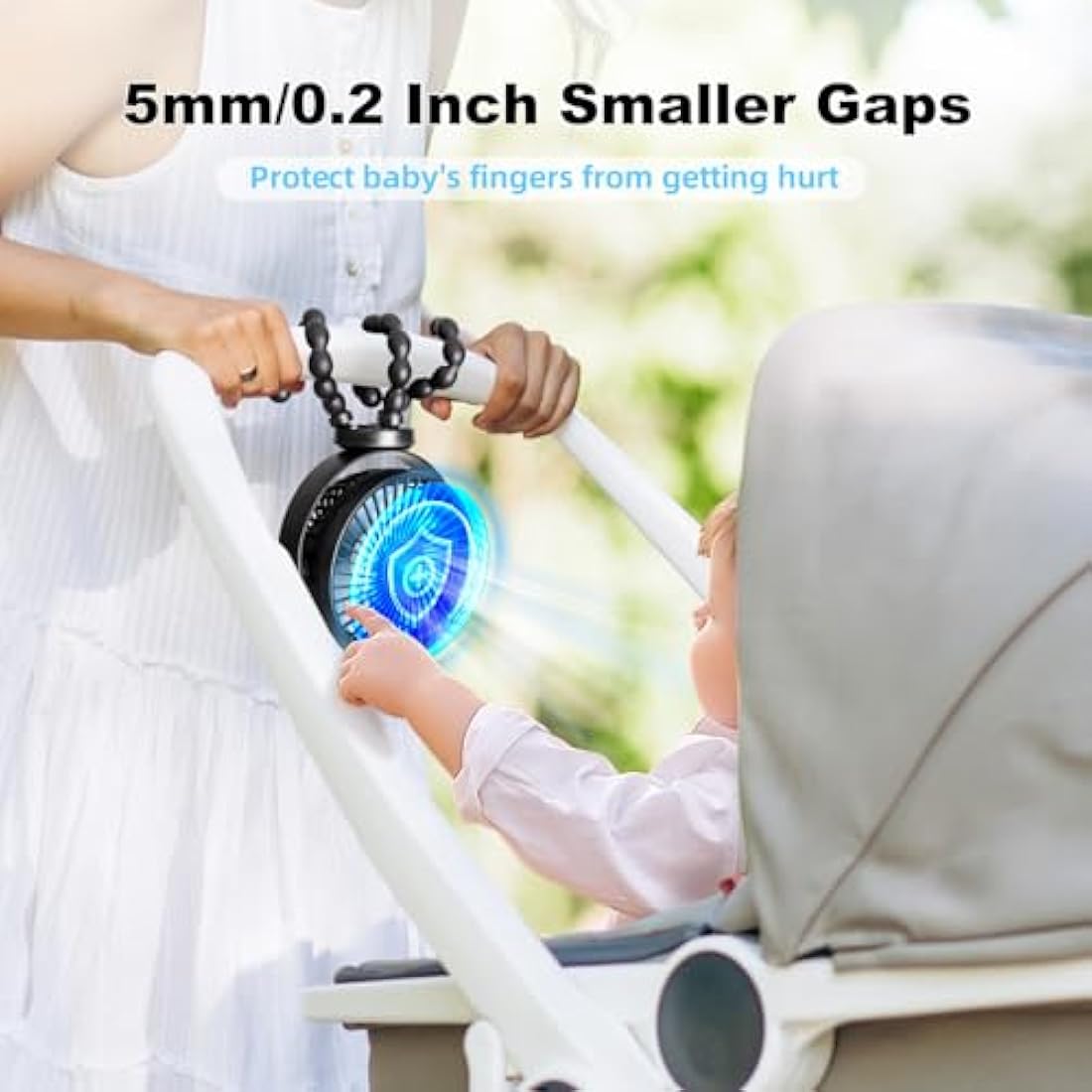 Stroller Fan – Portable 5200mAh Rechargeable Flexible Tripod Fan