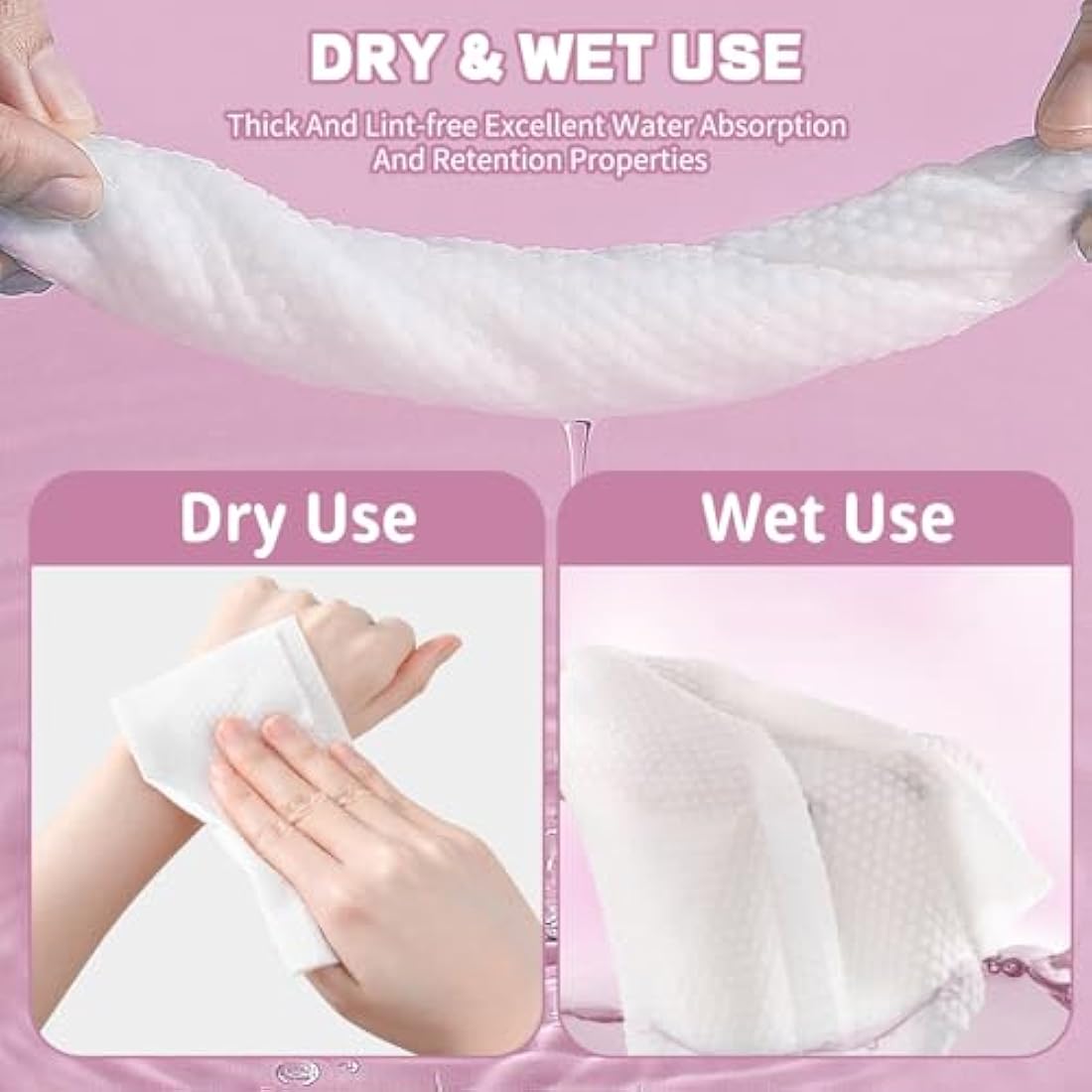 Disposable Face Towel | 100% Cotton Soft Dry Wipes (400 Count)