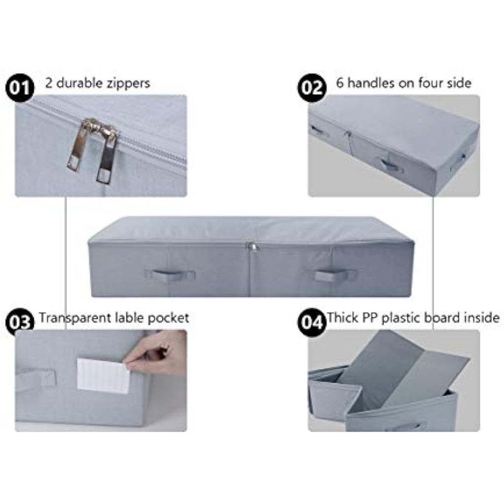 Jumbo Underbed Storage Bins | Washable Clothes Box, Gray