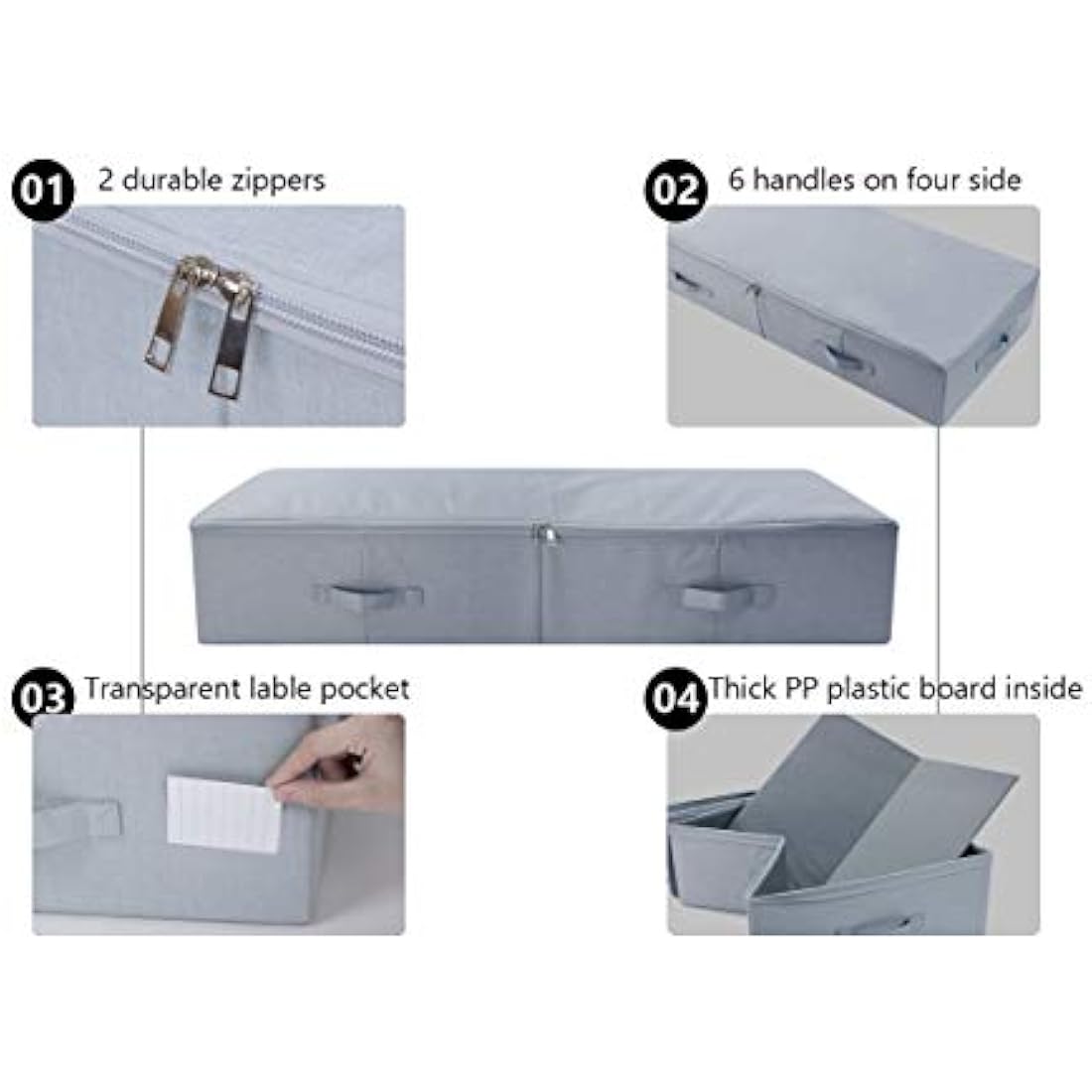 Jumbo Underbed Storage Bins | Washable Clothes Box, Gray